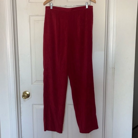 Sag Harbor Red Velour Straight Leg Pants - Picture 1 of 5
